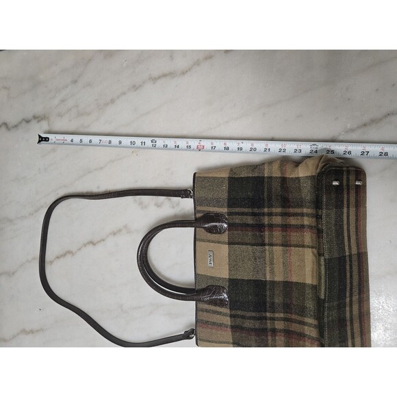 P&Y PRESTON & YORK Greem/Brown/Cream Zip SHOULDER PURSE/BAG - Picture 8 of 12